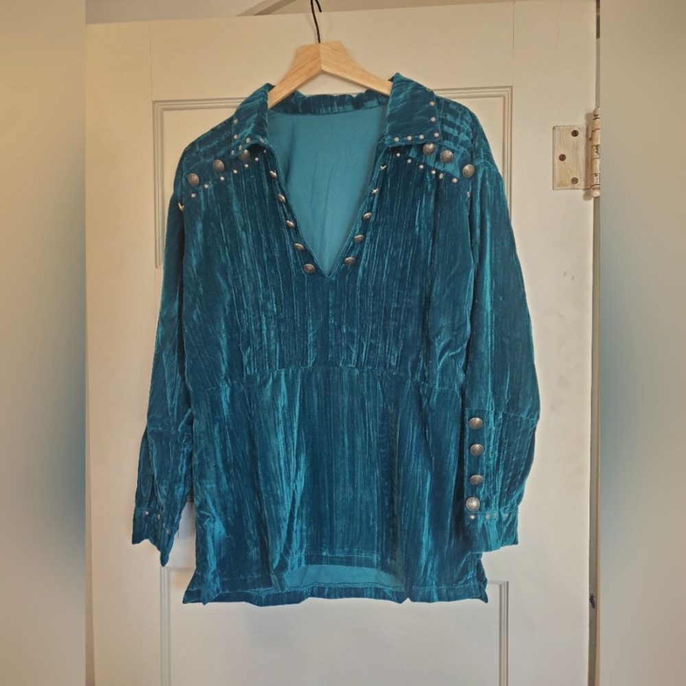 Cowgirl Boots Shirt- Velvet Teal Shirt